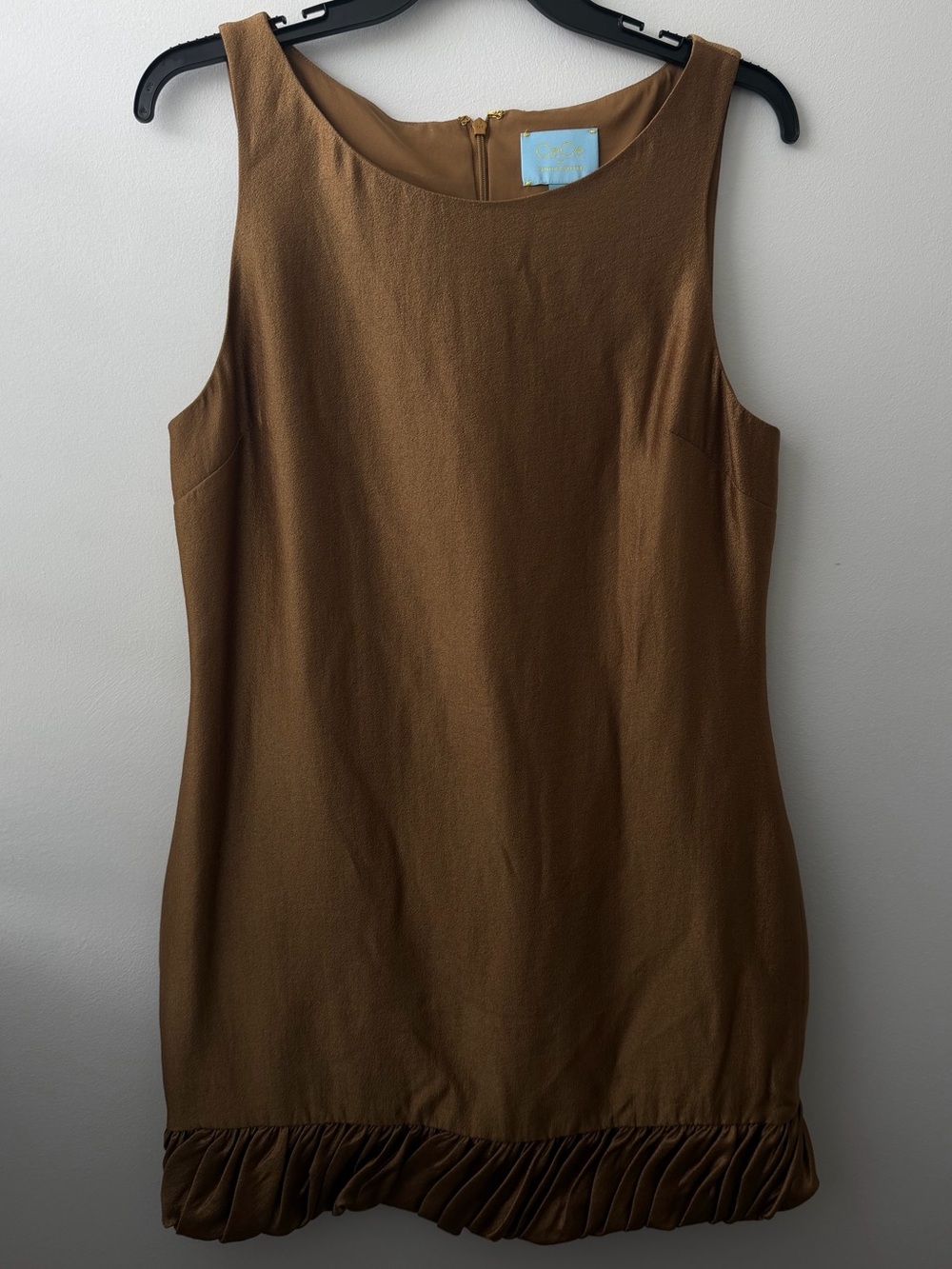Gold Sleeveless Shift Semi-formal Dress